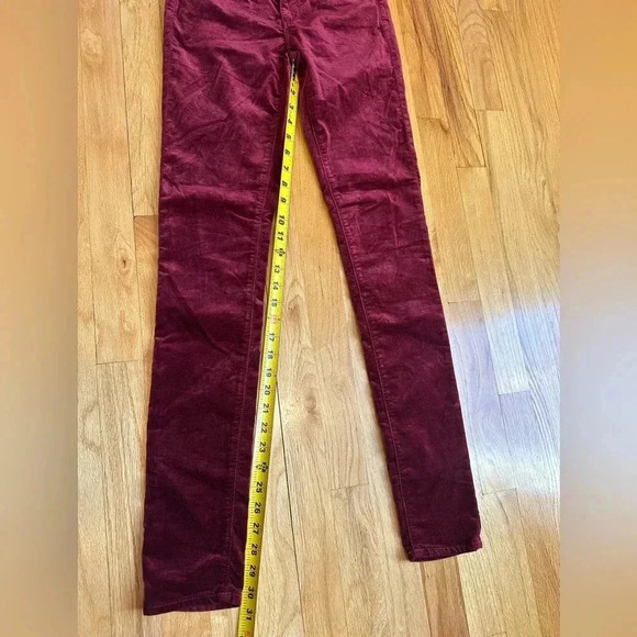 AG Adriano Goldschmied The Legging Super Skinny Burgundy Velvet Jeans size 25R - Picture 4 of 8
